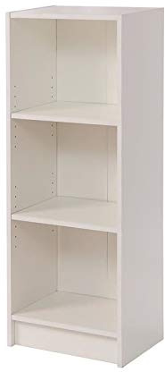 Timber Art Design UK 3 Tier Bookcase Medium Narrow Tall Shelf Rack Contemporary Organizer Display Shelving Unit for Modern Living Room, Office Space, Study Room Furniture, White - W40 x H106 x D30cm