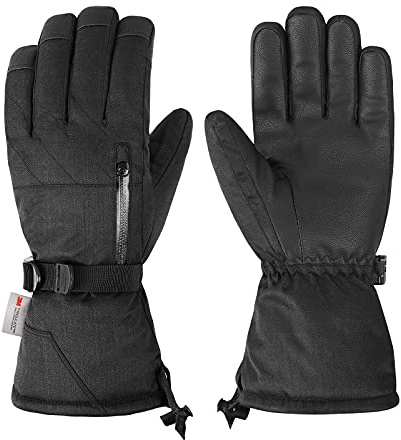QKURT Gants de Ski, Mitaines de Neige Voupe-Vent et Chaudes pour Hommes Femmes Gants pour Temps Froid pour la Luge, Le Snowboard, Le Cyclisme, la Course à Pied et Les Activités de Plein air