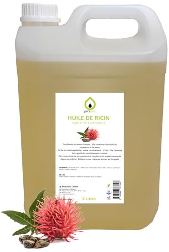 BeautyfulCenter | Purespa | Huile végétale de RICIN pressée à froid- 100% PURE - 5 Litres, soin du cheveu et de l'ongle