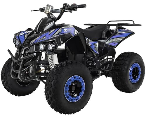 Actionbikes Motors Kinder Quad Elektro ATV S-10 | 𝟒𝟖 Volt 𝟭𝟬𝟬𝟬 Watt Motor bis 𝟐𝟬 km/h - Kinderquad - Pocket Quad - Miniquad - Scheibenbremsen - Für Kinder ab 8 Jahren (Schwarz/Blau)