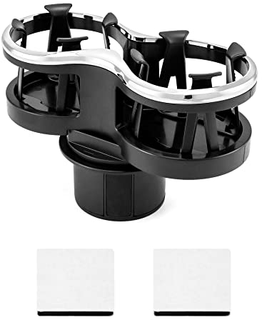 QWORK® Auto Getränkehalter mit Abnehmbarem Basis, Anti-Rutsch Doppel Becherhalter für Getränke, Flaschen, Dosen