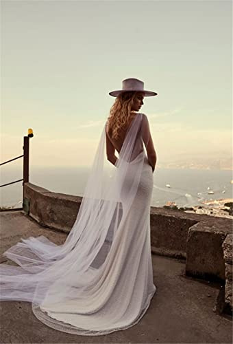 baise Cape de mariée voile cathédrale long blanc ivoire tulle épaules voiles pour mariées robe de mariée accessoires de mariage (couleur : ivoire, taille : 300 cm)