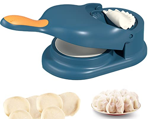 2 In 1 Dumpling Maker, Manuelle Teigpresse Teigtaschen-Hautmacher Teigtaschenformen Knödel Haut Maschine Knödelmacher Einfaches Werkzeug zur Herstellung für Dumpling (Stil 1 Blau)