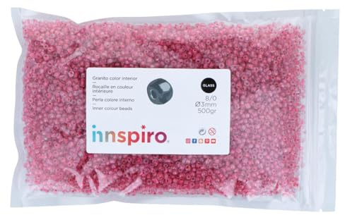 Runde Glassteine, innen rosa, 3,0 mm, 8/0, 500 g.