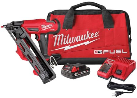 Milwaukee M18 Fuel 15 Ga. 18 Volt bürstenloser 34 Grad abgewinkelter Nagler Kit