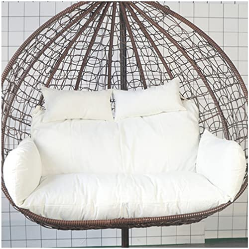 PJDDP Thicken Hanging Chair Cushion Double Removable Egg Nest Shaped Basket Cushion Replacement, Washable 2 Persons Seater Wicker Rattan Swing Seat Pads for Patio Garden,Beige