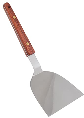 Stainless Steel Large BBQ Spatula With Wood Handle - Burger Flipper for Flat Top Griddle and Teppanyaki - Wide Blade, 120x265mm