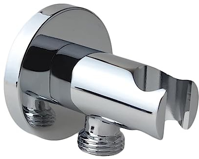 Handbrause Halterung, Wandanschlussbogen mit Brausehalter, Round Handbrausehalter Duschkopfhalterung, Universal Brauseanschlussbogen mit Brausehalterung/Anschluss Handbrause (Silber)
