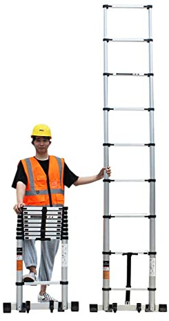 Scala Telescopica Pieghevole 15ft 16.5Feet 20ft 23ft 26ft, Professional Heavy Duty Facile da usare e trasportare Scale telescopiche per Loft domestico 5 6 7 8 Metri, per arrampicata sul tetto