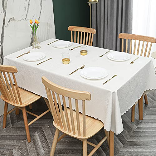 XQSSB Mantel Mesa Rectangular Antimanchas Impermeable Cubremesa PU Anti Escaldado para de Hogar Picnic del Hotel Tienda de Café White C 110 × 160cm