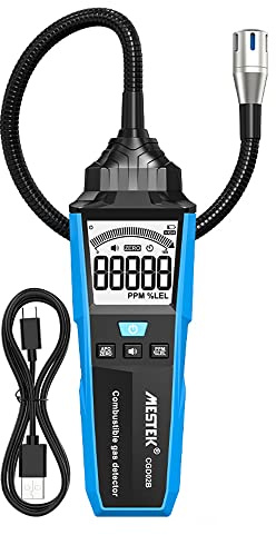 HUIOP Détecteur portable de fuites de gaz combustibles Analyseur de fuites de gaz naturels Testeur portable de localisation des fuites de gaz avec alarme de lumière et son