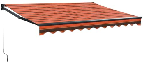 vidaXL Markise, Sonnenmarkise Einziehbar, Gelenkarmmarkise mit Kurbel, Terrassenmarkise Balkonmarkise Sonnenschutz, Orange Braun 3,5x2,5m Stoff Aluminium