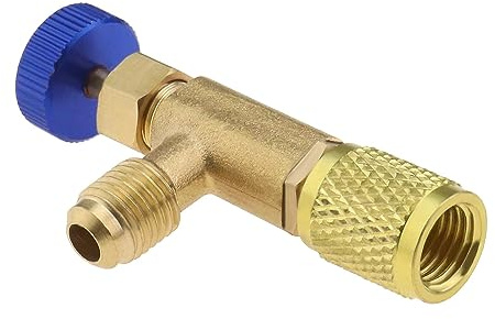 VGOL R22 Kältemittel-Ladeventil 1/4 Zoll Stecker auf 1/4 Zoll Buchse Klimaanlage Sicherheitsventil Messing Durchflussregelventil für Klimaanlage Durchflusskontrolle