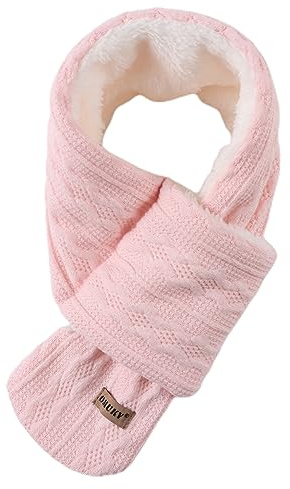 OMUKY Kids Scarf Fleece Warm Knitted Scarves for Girls Boys Toddler Cold Weather Soft Neck Warmer(Pink,2-5 Years)