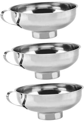 MAGICLULU 3pcs Stainless Steel Funnel for Kitchen Funnel Removable Strainer for Spices Liquid Powder and Bean Jam for Transferring Ingredients