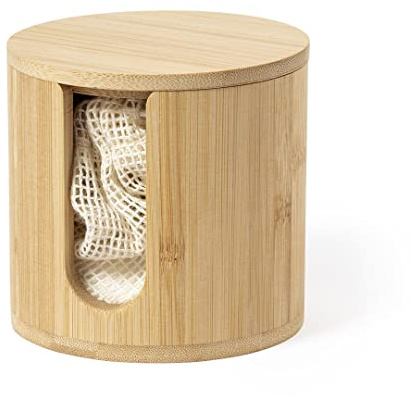 DISPENSADOR TOALLITAS DESMAQUILLANTES BAMBU REUTILIZABLE Y BOLSA LAVADO