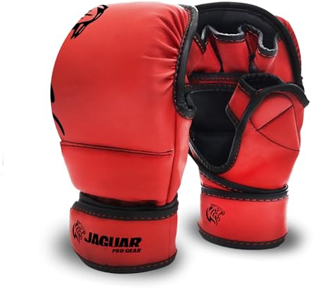 Jaguar PRO Series - MMA Sparring Shooter Gloves for Boxing MMA Muay Thai - Training & Bag Work (Red, L/XL)
