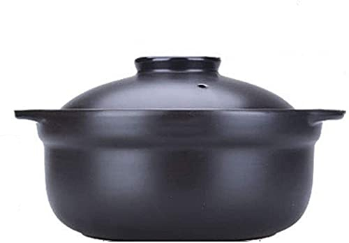 Olla for cazuela,olla for cocinar a fuego lento,Cazuela de barro Olla for estofado de terracota Cazuela de cerámica Olla de barro for cocinar - Buen aislamiento multiusos-Negro