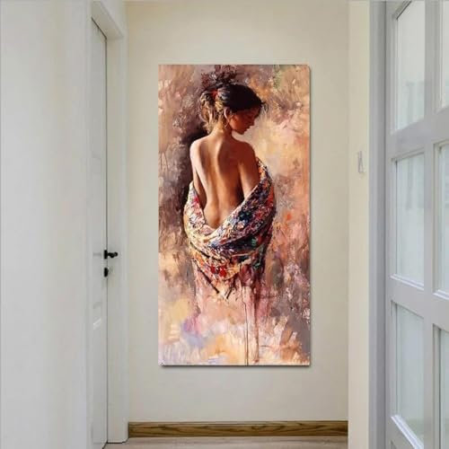 Home Decor Art Schönes Poster auf Leinwand, Bild, abstraktes weibliches Gemälde, Wohnzimmer, dekorative Kunst, Wandbild, Dekor, 70x140cm (28x55 Zoll), ungerahmt