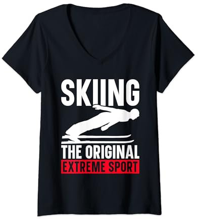 Damen Skiausrüstung Skiausrüstung Skizubehör Skisport T-Shirt mit V-Ausschnitt