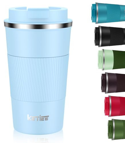KETIEE Gobelet isotherme à emporter - 5100 ml - Tasse à café isotherme - Double paroi - Avec couvercle anti-fuite - Pour café et thé - Bleu ciel