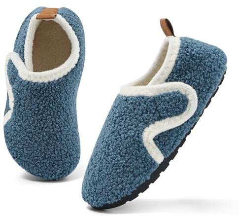 MK MATT KEELY Kids Slippers Boys Girls Cosy House Slippers Toddlers Non Slip Barefoot Slippers with Hook and Loop