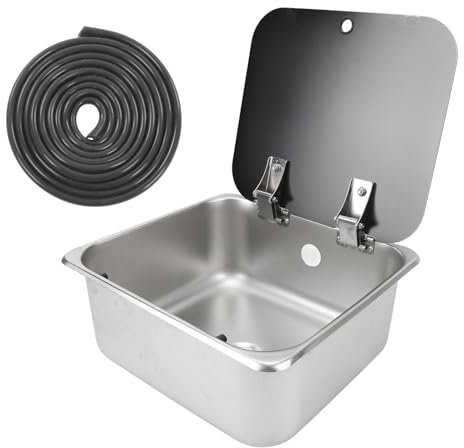 Fabater Wohnmobil-Küchenspüle, Edelstahl-Einzelbeckenspüle mit Deckel, 350 X 320 X 150 Mm Einbauwaschbecken für Badezimmer, Boot, Werkbank, Wohnmobil, Imbisswagen, Küche