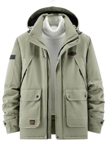 Alloaone Felpa Da Uomo Con Cappuccio Giacca A Vento Felpa Con Cerniera Tute Giacche Da Lavoro Leggere Khaki 6XL