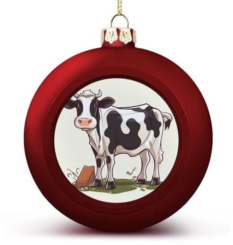Adornos de bola de Navidad 2024, grandes, inastillables, vaca, lechera, decoración de árbol de Navidad, bolas de decoración de árbol de Navidad, estilo rojo, adornos de Navidad colgantes para