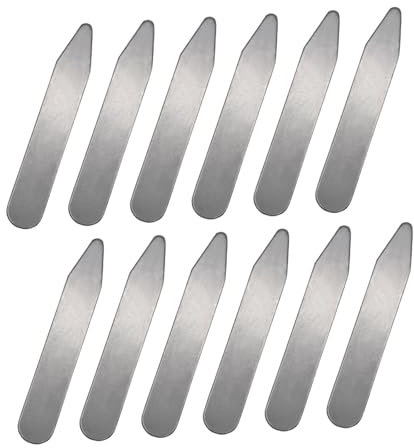 F Fityle 12 Stück Kragenstäbchen Kragenstützen für Herren Business Uniform Jahrestag, 6.35 Cm X 1 Cm X
