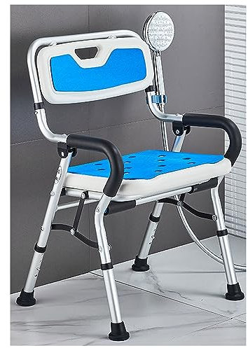 ZGFOZJGC Silla de Ducha Plegable conbrazos Asiento de Seguridad para Ducha Silla de Ducha para discapacitados Silla de bañera Cojín de Espuma para baño Asiento para Personas con Movilidad Reducida S