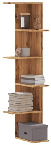 Hommdiy Wandregal,Eckregal,Eckregal Hängend,Regal,Bücherregal,Artisan-Eiche 36,5x36,5x140 cm Holzwerkstoff