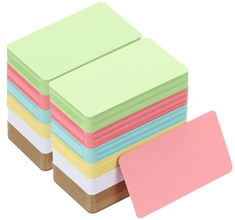 PATIKIL 600 Stück Karteikarten Blanko 9x5cm Gestrichenes Papier, Braun/Weiß/Rosa/Gelb/Grün/Blau