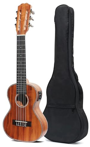 Professional Ukulele Linkshänder 28 Akustikgitarre Mit 6 Saiten Elektrische Ukulele Kleine Reisegitarre Akazien-Satin-Finish