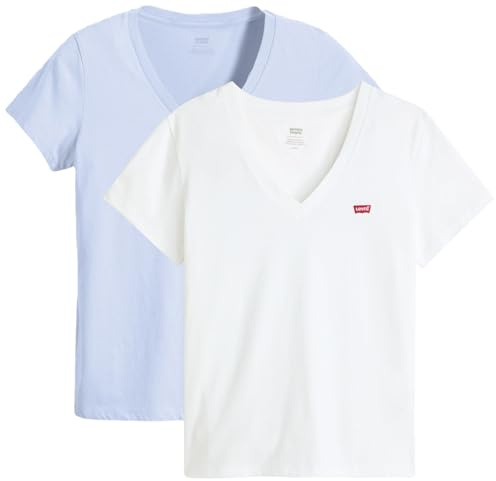 Levi'S Camiseta para Mujer con Cuello en V, 2 Unidades, 2 Pack De Cuello V Kentuc, XL