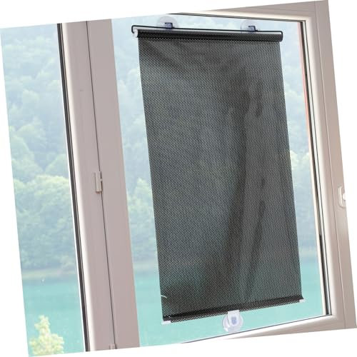 DECHOUS Balkon Sonnenschutzrollo Mit Saugnäpfen Temporärer Verdunkelungs-Vorhang Für Tür Und Fenster Leicht Und Pflegeleicht Einfache Installation Schwarz