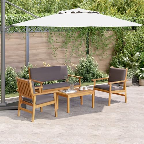 Snsowed Set di Divano da Giardino a 4 Pezzi con Cuscini in Legno massello di Acacia,Set Divani da Giardino,Set Divani da Esterno,Divanetto da Esterno,Arredamento Giardino Esterno-3325228