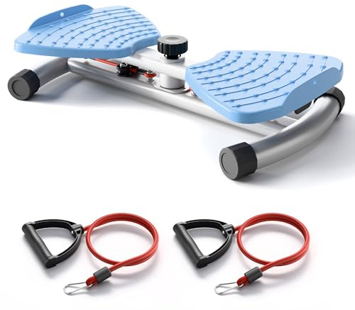 Taillen-Twister & Drehscheibe zum Abnehmen – Geräuschloses Heimfitnessgerät mit Widerstandsbändern, Bauchmuskeltraining, Balancetraining & Fußmassage