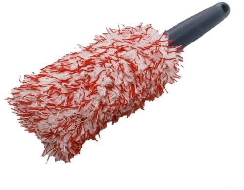 Spazzola per la pulizia dei cerchioni con testa in microfibra e manico antiscivolo per una pulizia dettagliata di pneumatici auto, paraurti e altre parti del veicolo