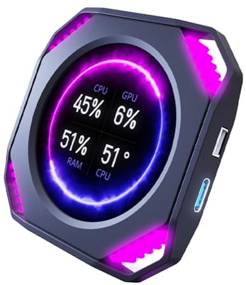 Oxxggkao Dinamico ARGB Computer Sensori Schermo 2.1In Tempo Reale USB C Collegamento Display di Raffreddamento Ad Acqua Alimentazione USB GPU/CPU Temperatura Display