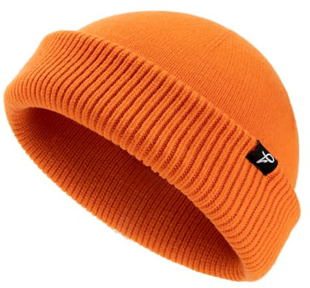 Comhats XL/XXL Fisherman Beanie Trawler-beanie, män, kvinnor, vintermuett, stickmössa, 96601_orange, XL-XXL