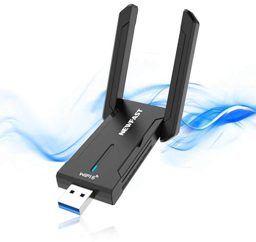 NEWFAST Clé WiFi 6E Puissante NF-U353, Tri-Bande 6GHz / 5GHz / 2.4GHz USB 3.0 Adaptateur WiFi, AX5400 Clé WiFi pour PC Compatible avec Windows 11/10, WPA3, Pilote Intégré