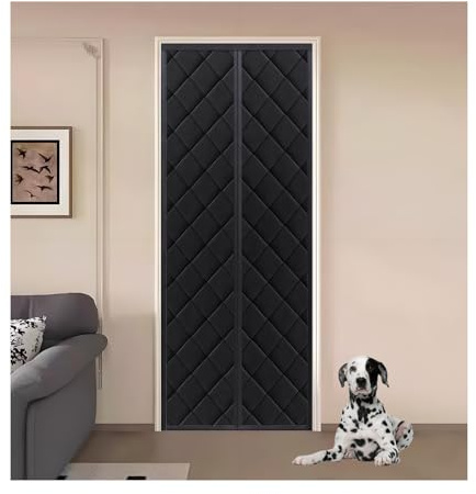 Magnetic Thermal Insulated Door Curtains130x230 cm Soundproofing Cover for Home & Kitchen Winter Windproof Oxford Cloth Energy Efficient Black Door Cover