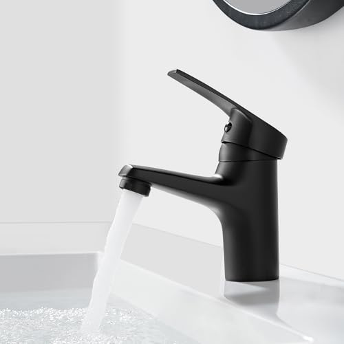 Wasserhahn Bad Schwarz, Bevankly Einhebel Waschtischarmatur, Messing G3/8 | Waschbecken Armaturen für Badezimmer, Kalt/Warmwasser, Mischbatterie für Waschbecken