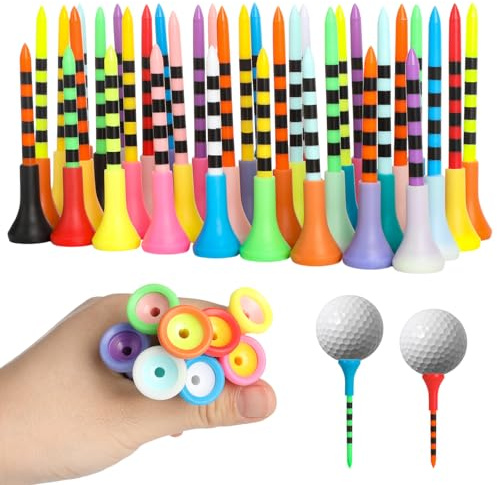 60 Stück Golf Tees, 83mm und 70mm, Kunststoff, für Abschlag und Übungs | Tees Golf, Unzerbrechlich, Bunt, für Golfer, Familie, Geschenk