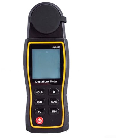 SiSinkal Luxmetro digitale SW-582 con testa rotante a 360 gradi, misuratore di luce fino a 199900 lux, misuratore di illuminazione LCD retroilluminato per studio e uso in fabbrica