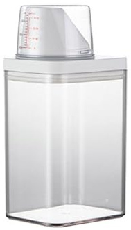 MISUVRSE Seau de rangement facile à utiliser pour lessive en poudre, distributeur de lessive avec verre doseur, récipient hermétique pour lessive