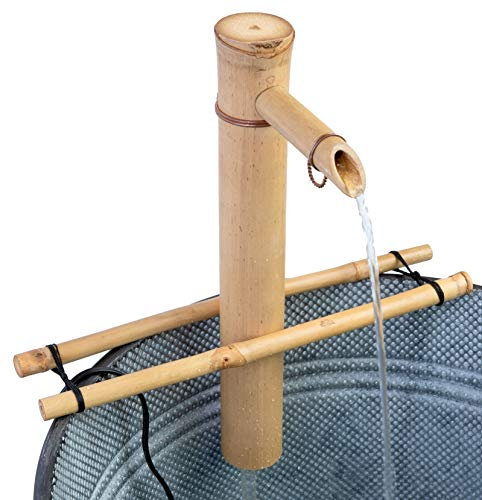 Bamboo Accents Kit Fontana e Pompa - Supporto Stile Ramo Regolabile, Larghezza 12 Pollici, bambù Resistente alle divisioni - Giardino Zen Fai da Te per Interni ed Esterni