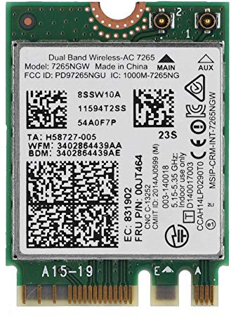 7265 AC Tarjeta de Red para M2 NGFF, 802.11 A/B/G/N/AC 2.4G /5G Doble Banda Mini Tarjeta WiFi, Bluetooth 4.0 para ThinkPad L450, L550, T450 T450S T550, T550s, etc