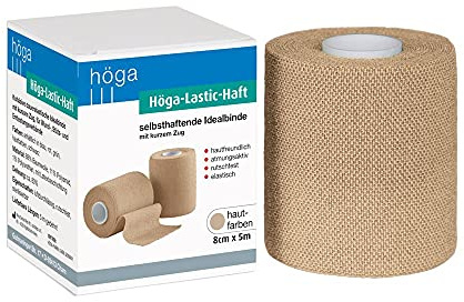 Höga-Lastic-Haft hautfarbene kohäsive Idealbinde mit kurzem Zug, selbsthaftende (kohäsive) Idealbinde mit kurzem Zug, 8cm x 5m gedehnt, Groß